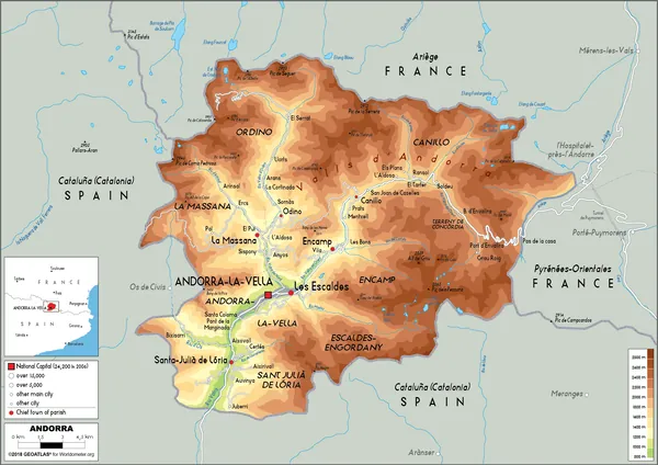 PHYSICAL Map of Andorra