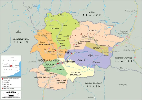 POLITICAL Map of Andorra