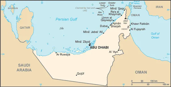 SIMPLE Map of the United Arab Emirates