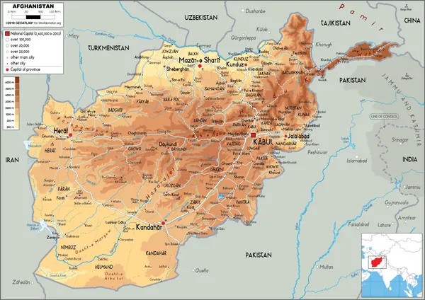 PHYSICAL Map of Afghanistan