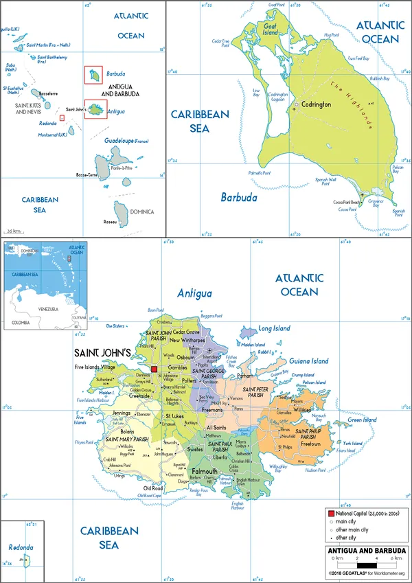 POLITICAL Map of Antigua and Barbuda