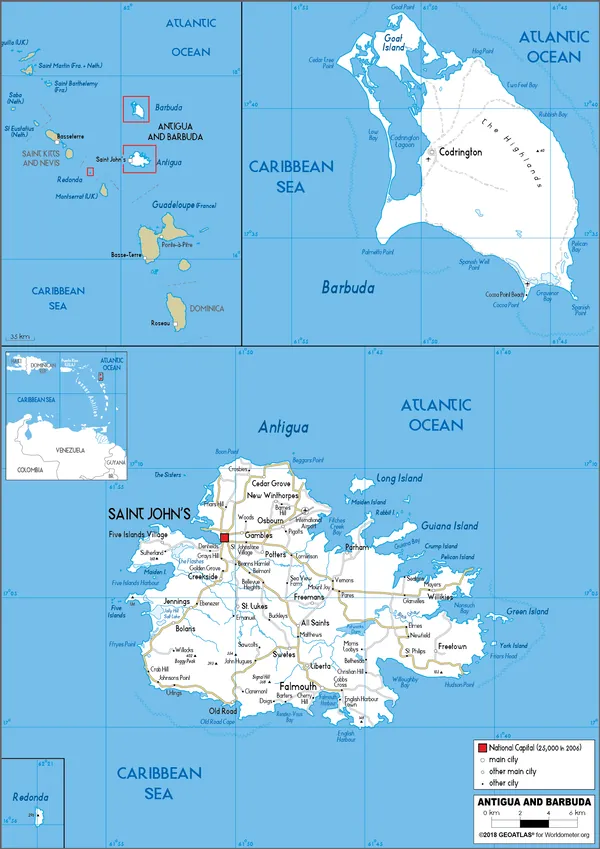 ROAD Map of Antigua and Barbuda