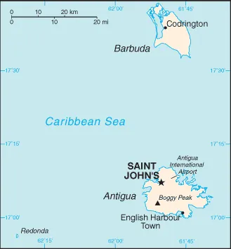 SIMPLE Map of Antigua and Barbuda