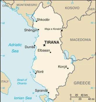 SIMPLE Map of Albania