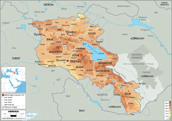 PHYSICAL Map of Armenia