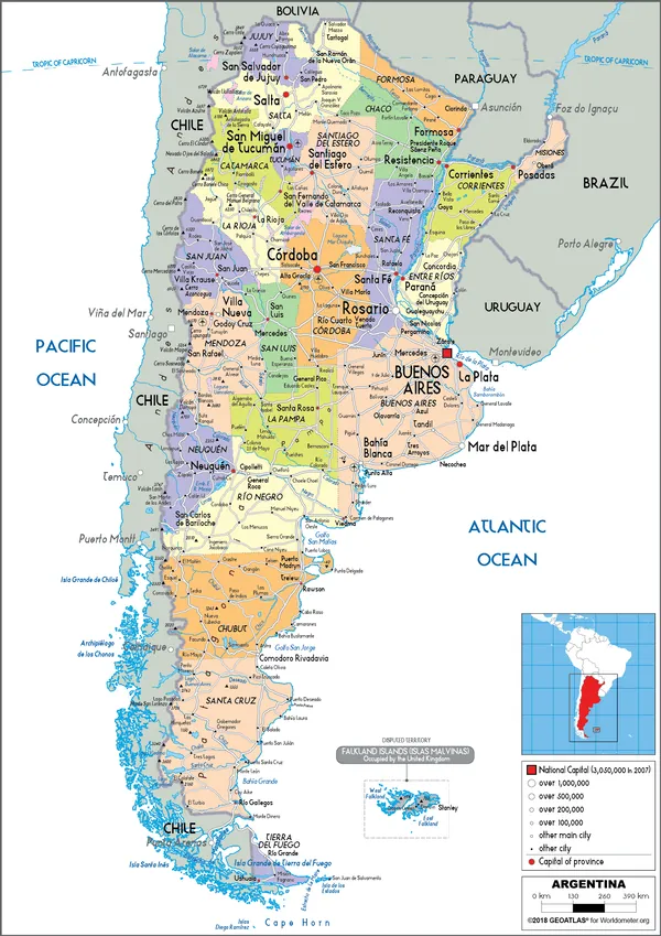 POLITICAL Map of Argentina