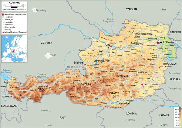 PHYSICAL Map of Austria