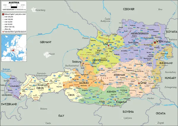 POLITICAL Map of Austria