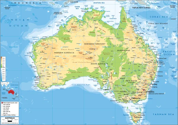 PHYSICAL Map of Australia
