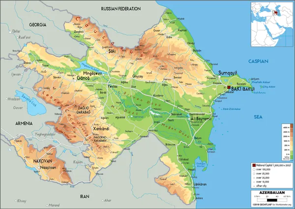 PHYSICAL Map of Azerbaijan