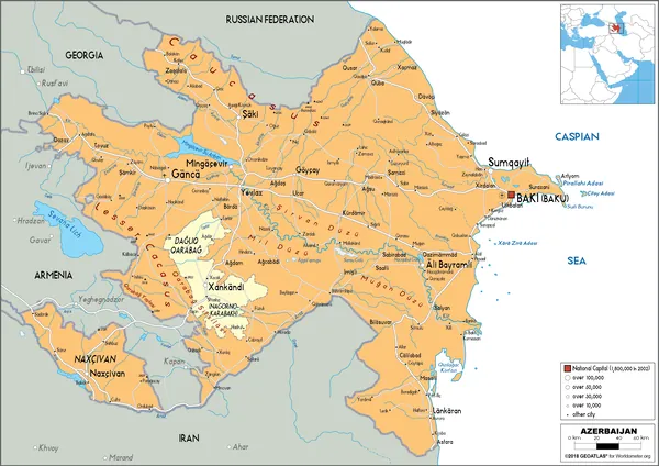 POLITICAL Map of Azerbaijan