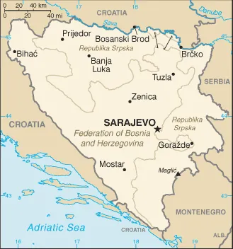 SIMPLE Map of Bosnia and Herzegovina