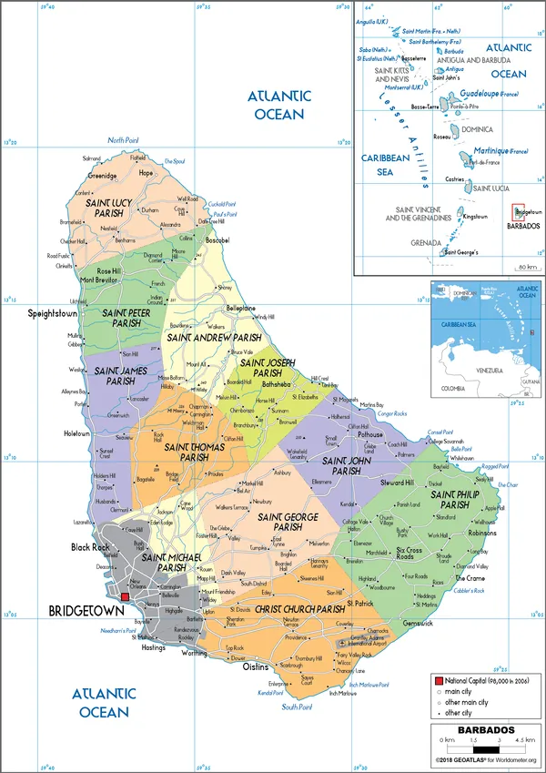 POLITICAL Map of Barbados