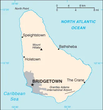SIMPLE Map of Barbados
