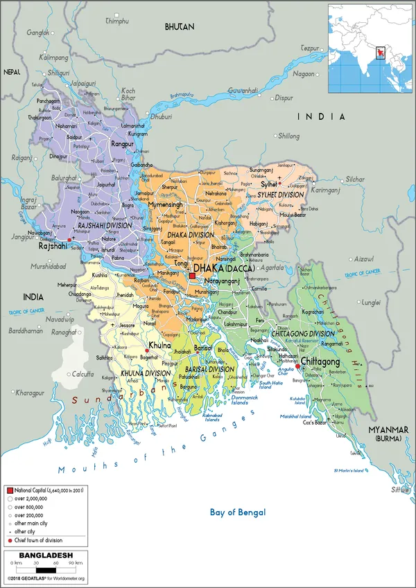 POLITICAL Map of Bangladesh
