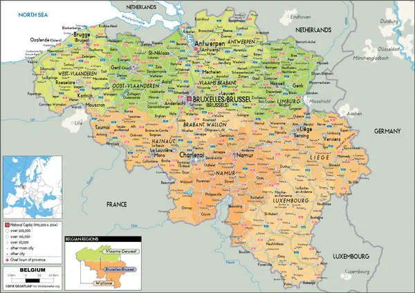 POLITICAL Map of Belgium