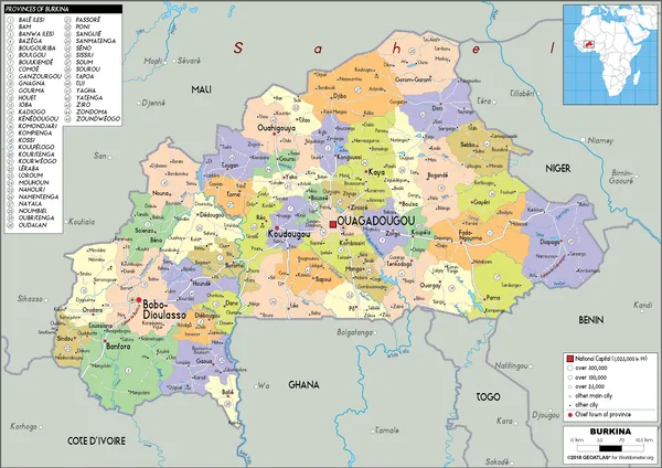 POLITICAL Map of Burkina Faso