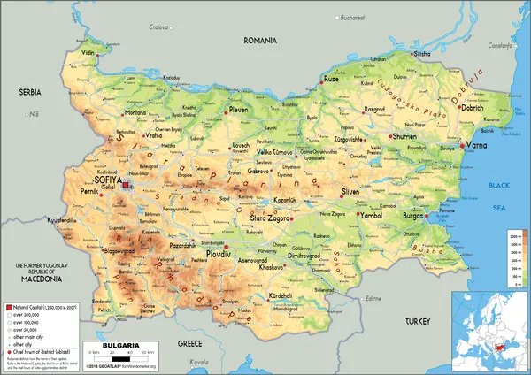 PHYSICAL Map of Bulgaria