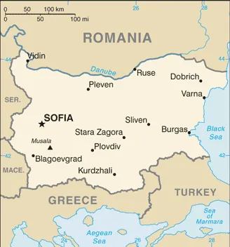 SIMPLE Map of Bulgaria