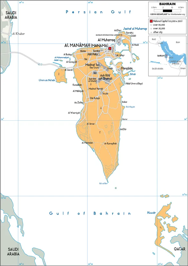 POLITICAL Map of Bahrain