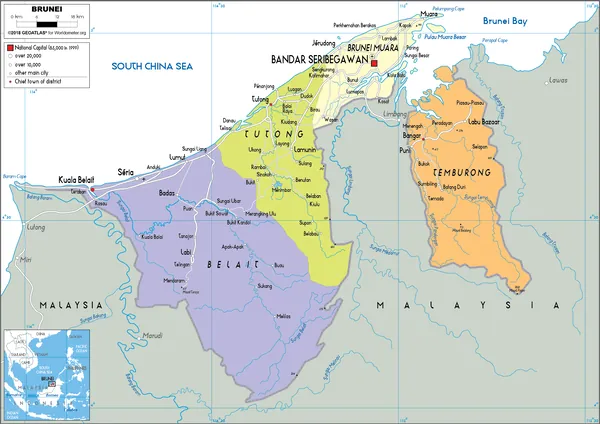 POLITICAL Map of Brunei Darussalam