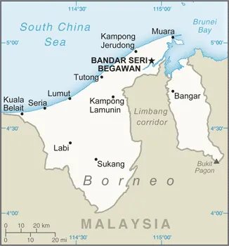 SIMPLE Map of Brunei Darussalam