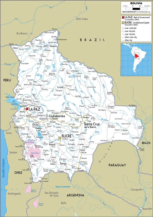 ROAD Map of Bolivia