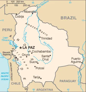 SIMPLE Map of Bolivia