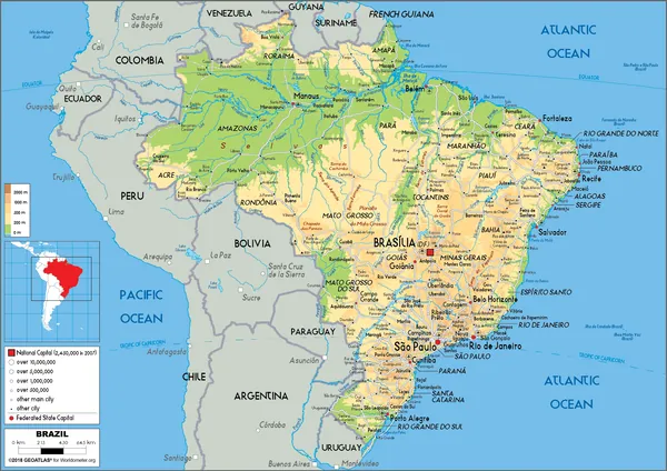 PHYSICAL Map of Brazil