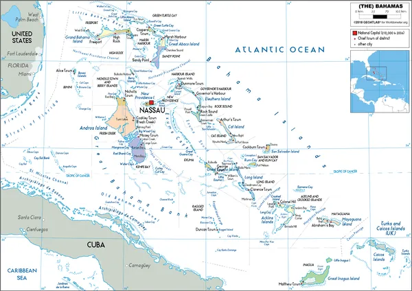 POLITICAL Map of Bahamas