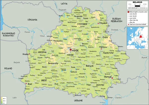 PHYSICAL Map of Belarus