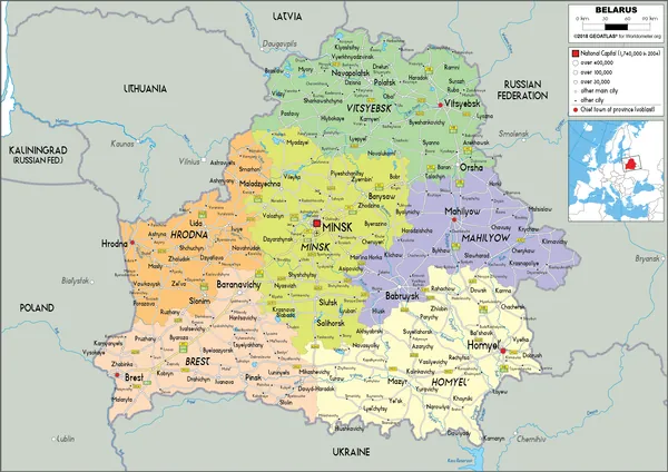 POLITICAL Map of Belarus