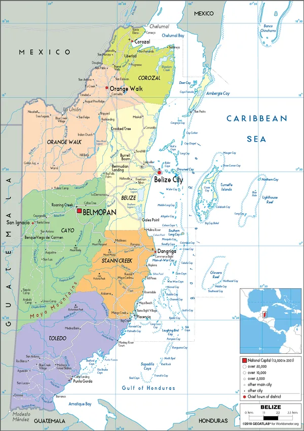 POLITICAL Map of Belize