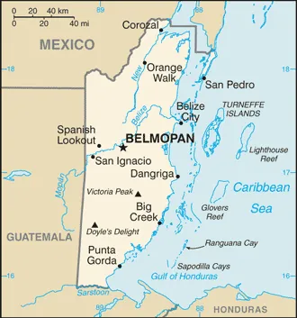 SIMPLE Map of Belize
