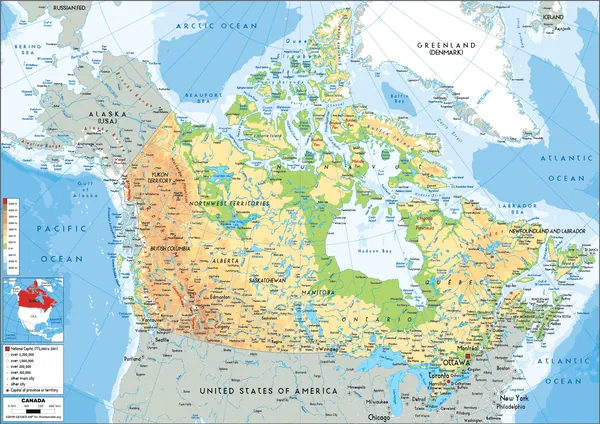 PHYSICAL Map of Canada