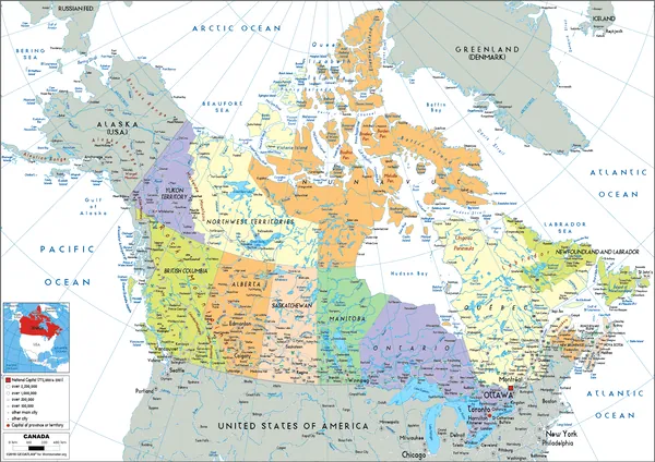 POLITICAL Map of Canada