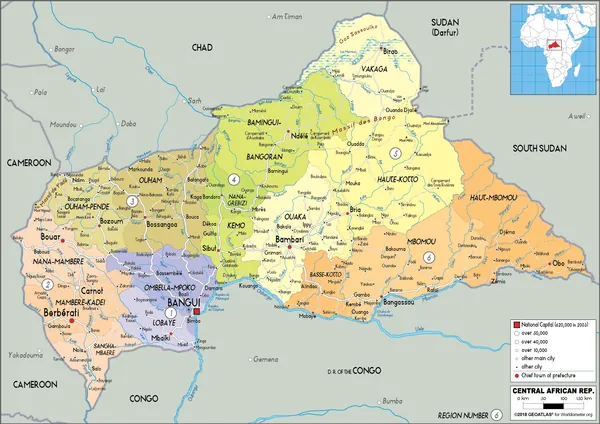 POLITICAL Map of the Central African Republic