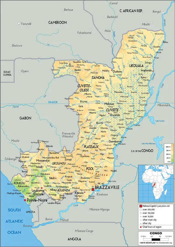PHYSICAL Map of Congo