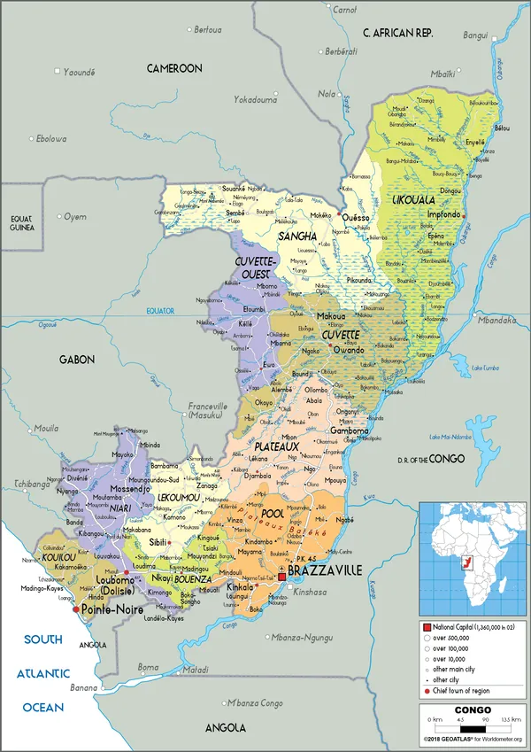 POLITICAL Map of Congo