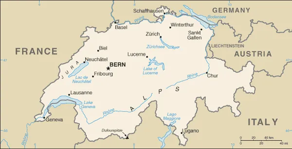 SIMPLE Map of Switzerland