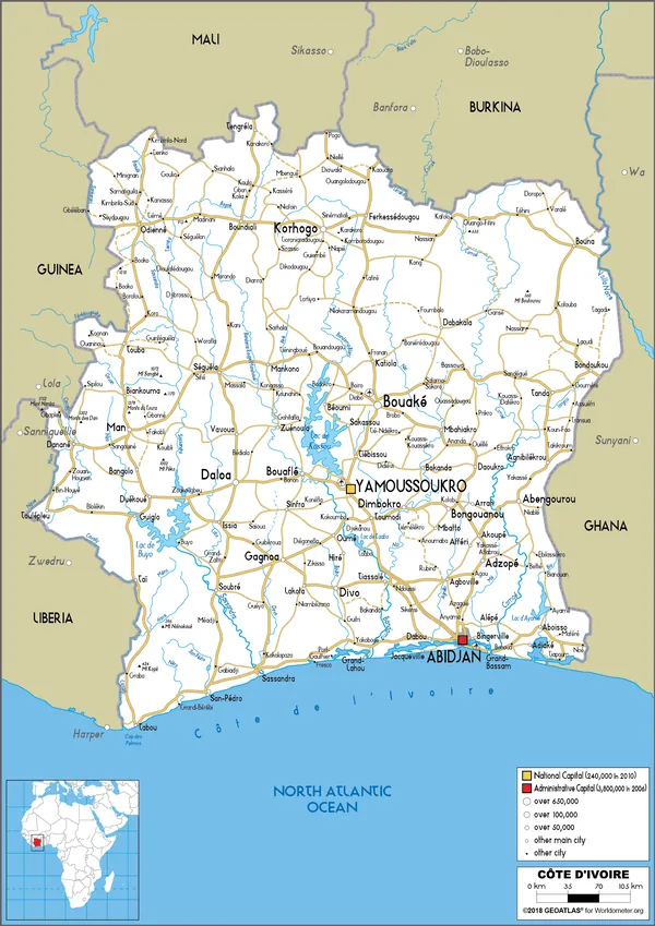 ROAD Map of Côte d'Ivoire