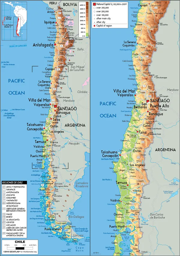 PHYSICAL Map of Chile