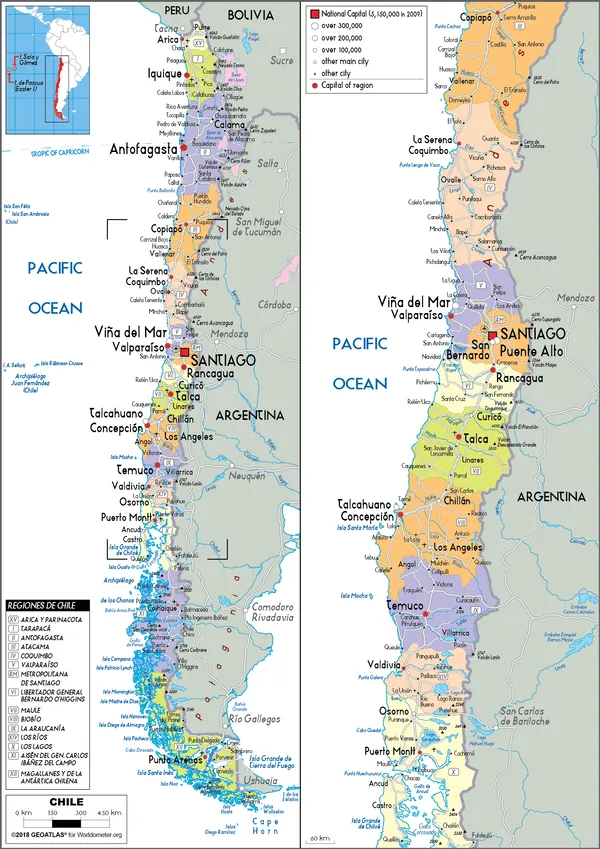 POLITICAL Map of Chile