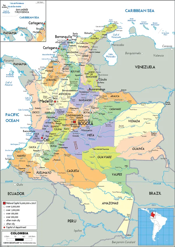 POLITICAL Map of Colombia