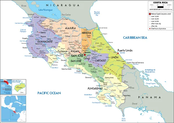 POLITICAL Map of Costa Rica