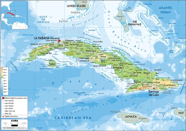 PHYSICAL Map of Cuba