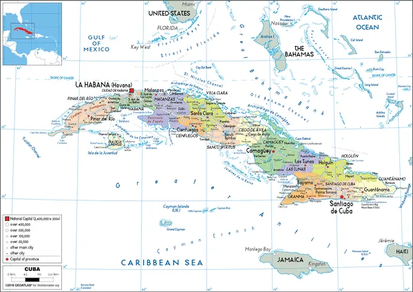 POLITICAL Map of Cuba