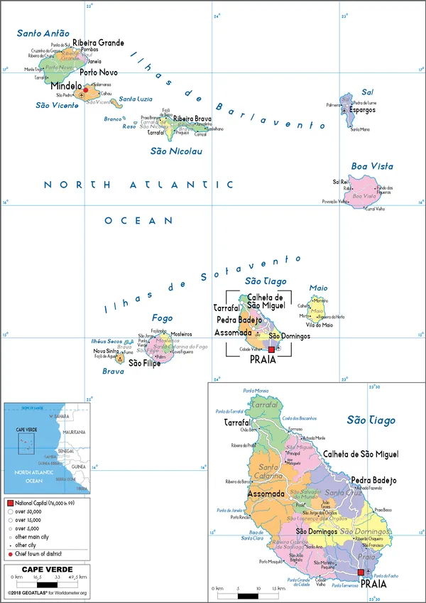 POLITICAL Map of Cabo Verde