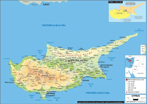 PHYSICAL Map of Cyprus