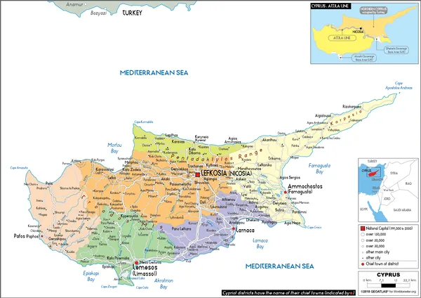 POLITICAL Map of Cyprus